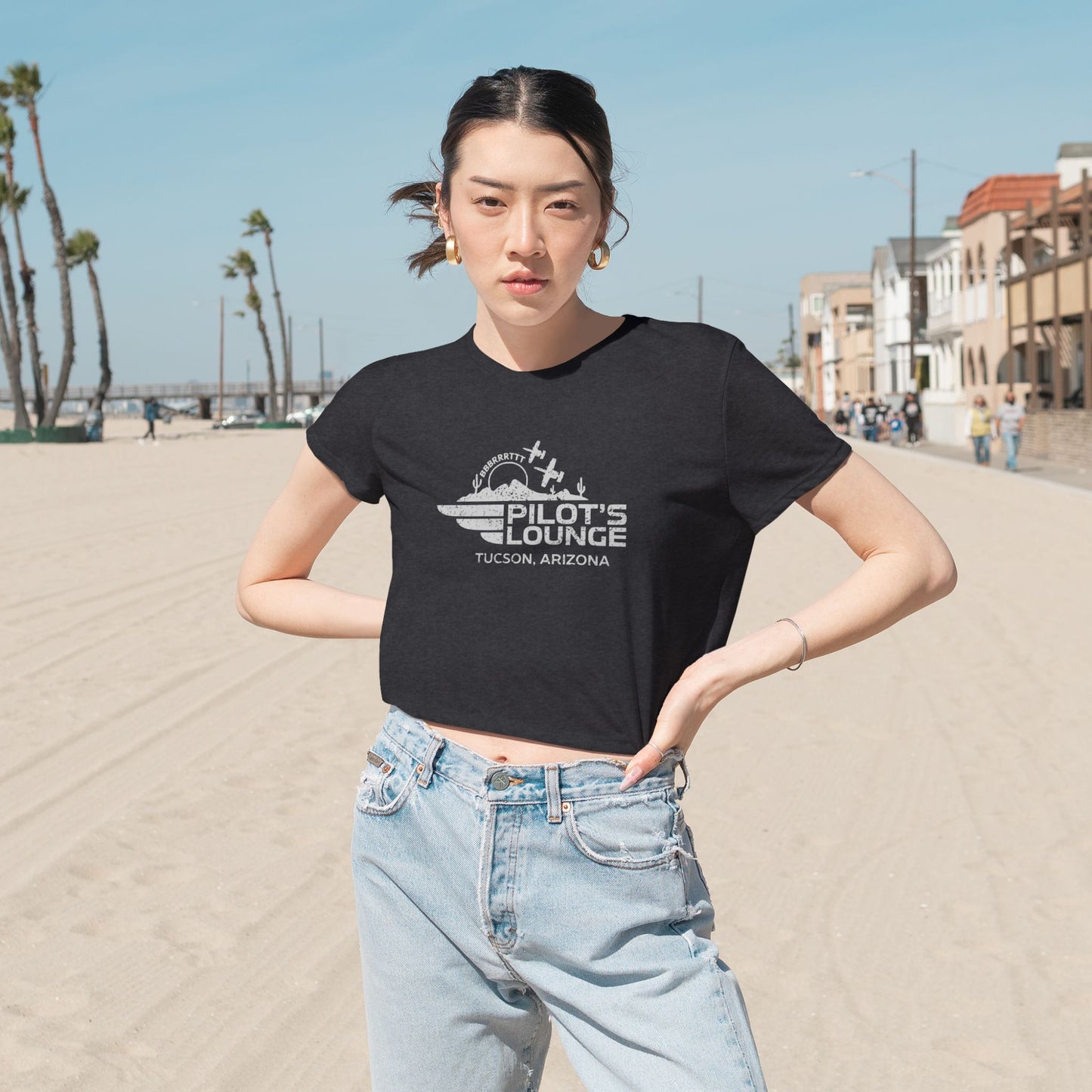 Pilot's Lounge Women's Flowy Cropped Tee