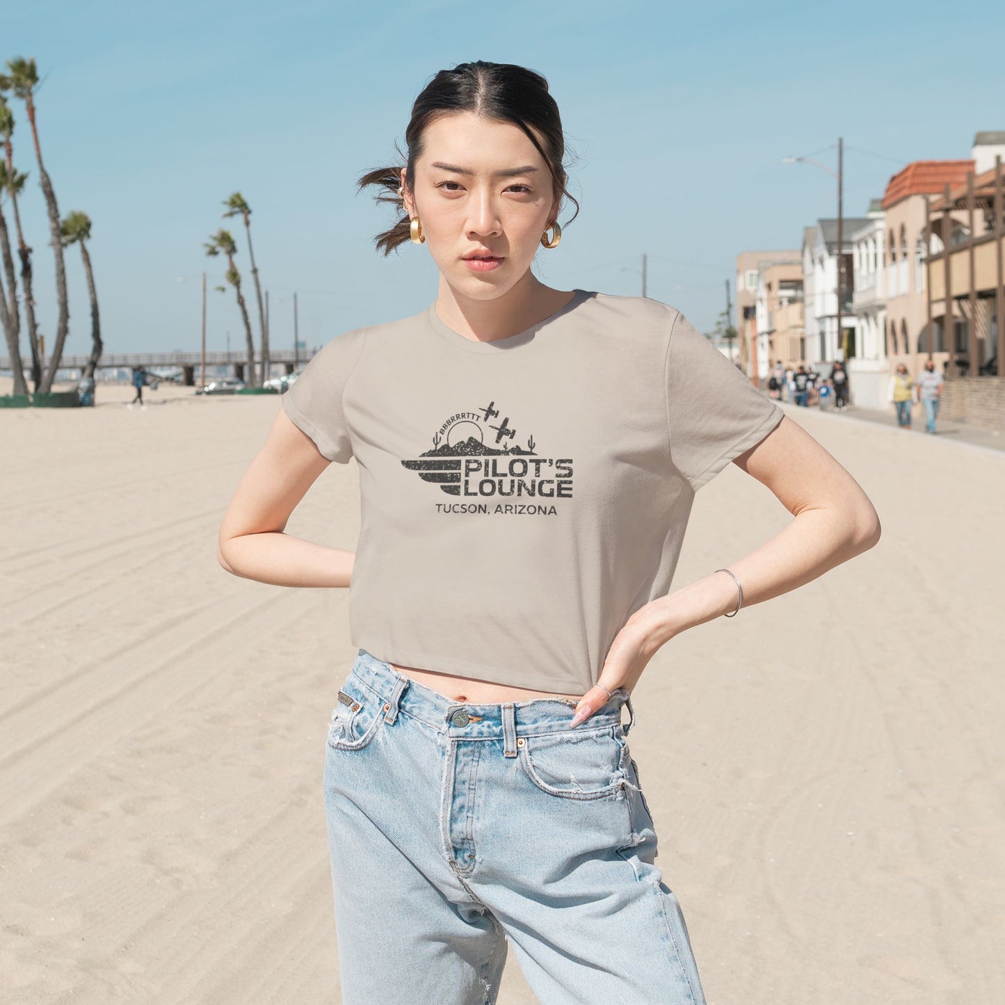 Pilot's Lounge Women's Flowy Cropped Tee