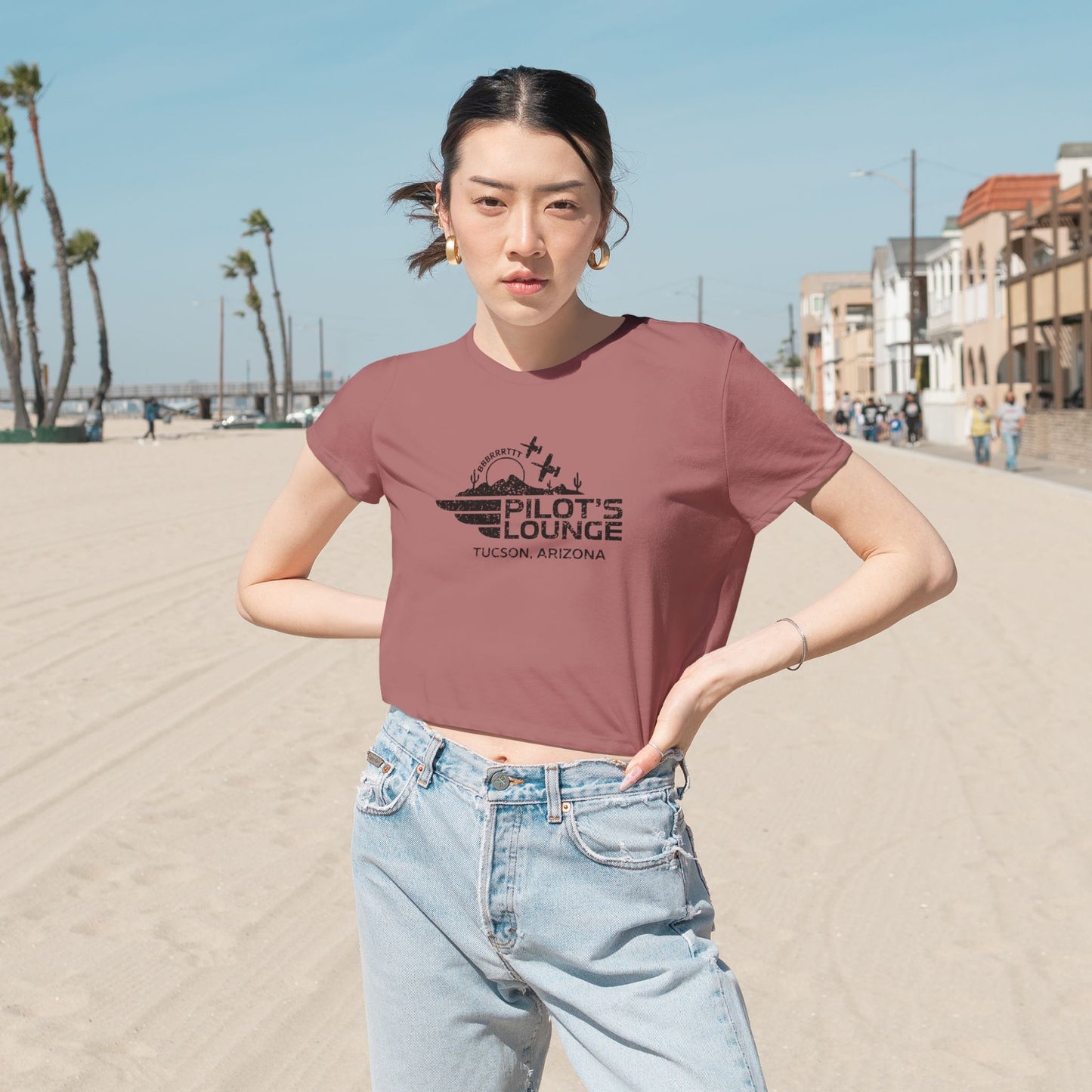 Pilot's Lounge Women's Flowy Cropped Tee