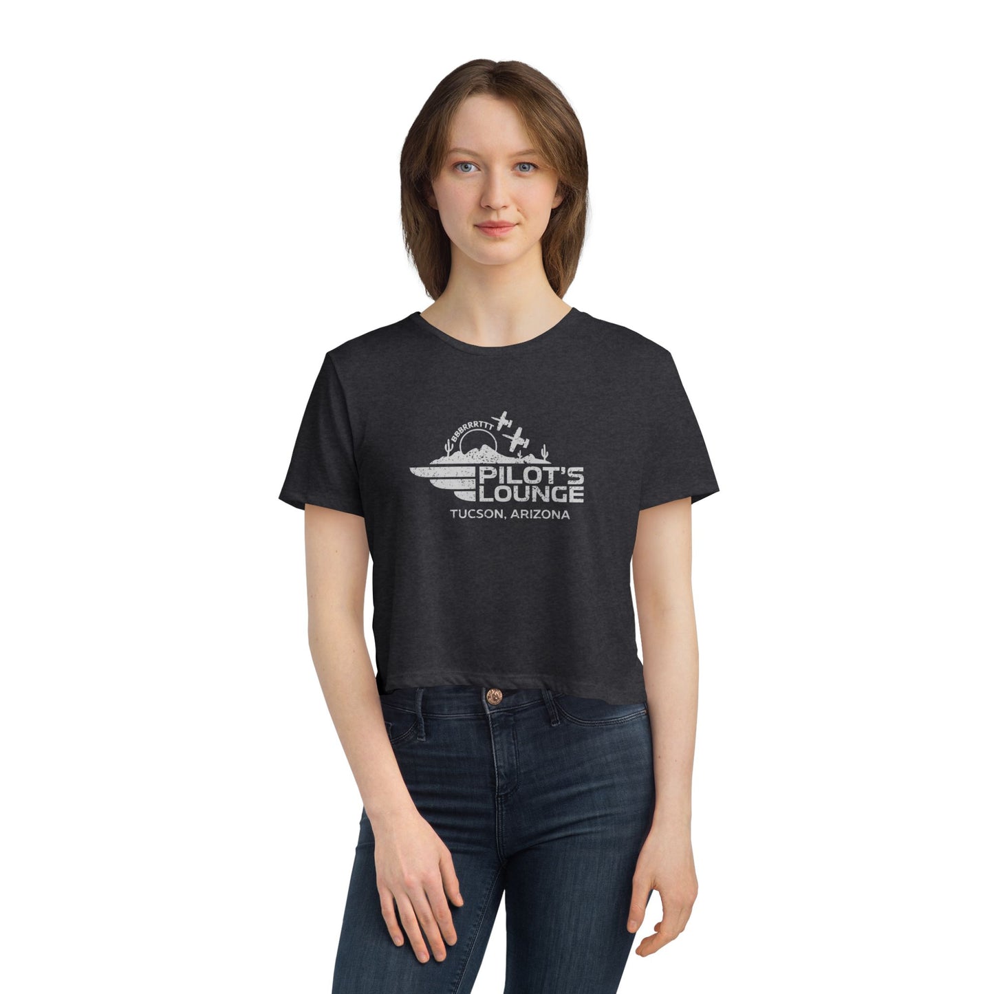 Pilot's Lounge Women's Flowy Cropped Tee