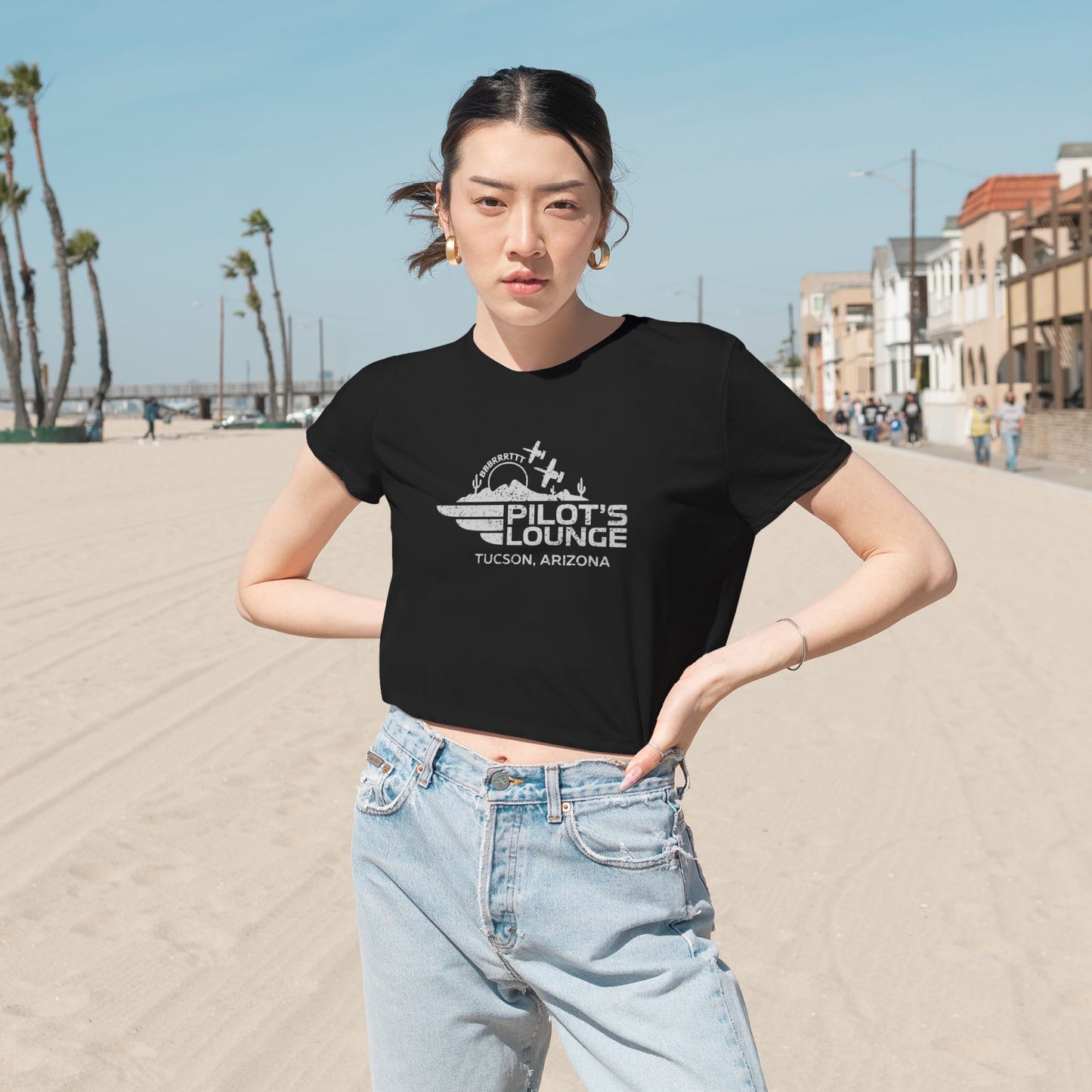 Pilot's Lounge Women's Flowy Cropped Tee